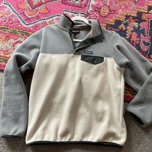 Patagonia Gray and Cream Zip Up Sweater